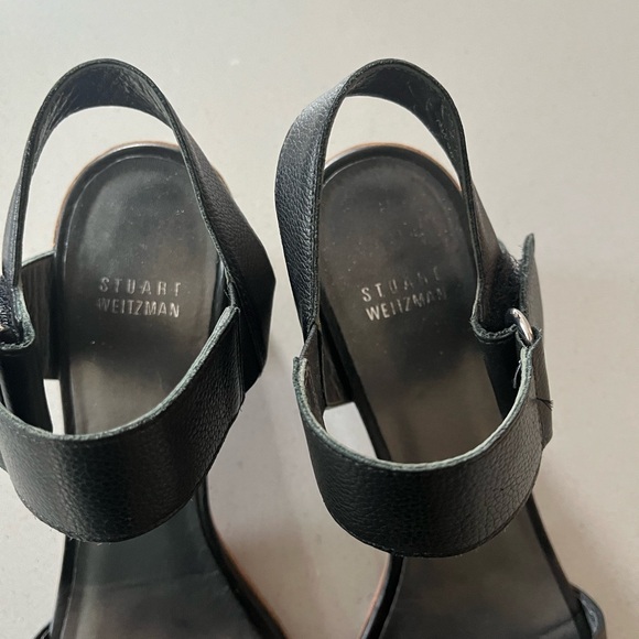 Stuart Weitzman Broadband Nero Sport Calf sandal Leather 9 M - Picture 2 of 7